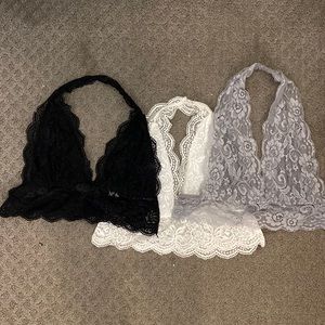 3 lace bralettes